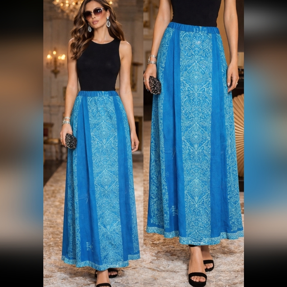 VINTAGE 70S TAHITI ISLAND BATIK MAXI SKIRT SMALL